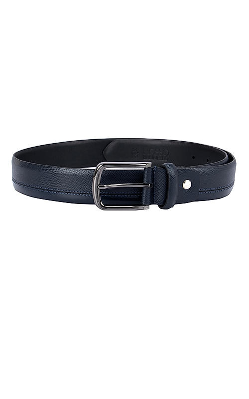 Blue Saffiano Leather Belt